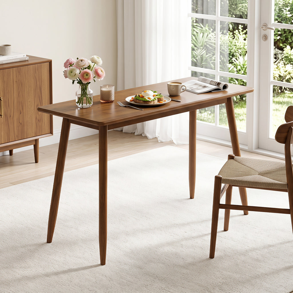 Computer Desk with Rubber Wood Legs Wooden Writing Spacious Tabletop