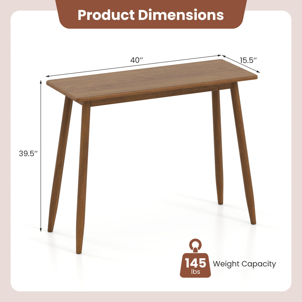 Computer Desk with Rubber Wood Legs Wooden Writing Spacious Tabletop