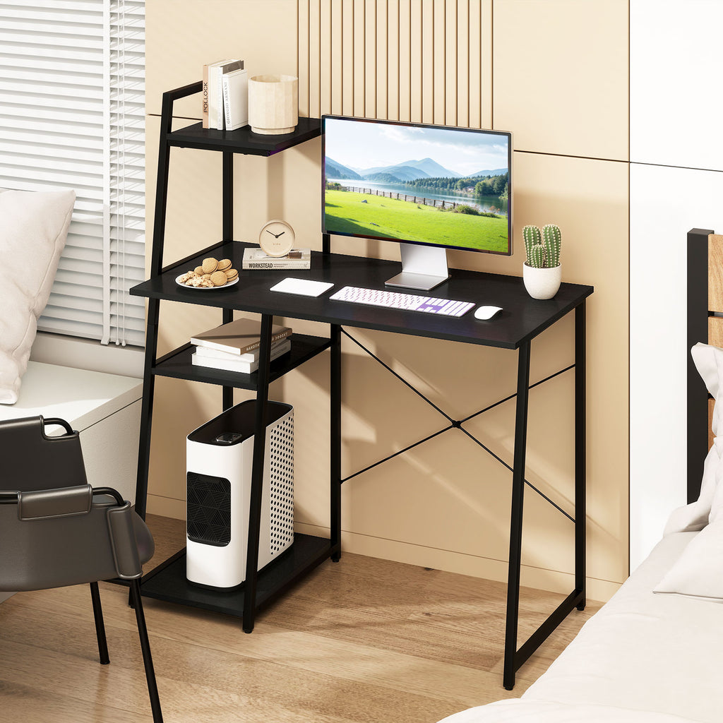 Computer Desk with Shelves and 3-Tier Storage Bookshelf