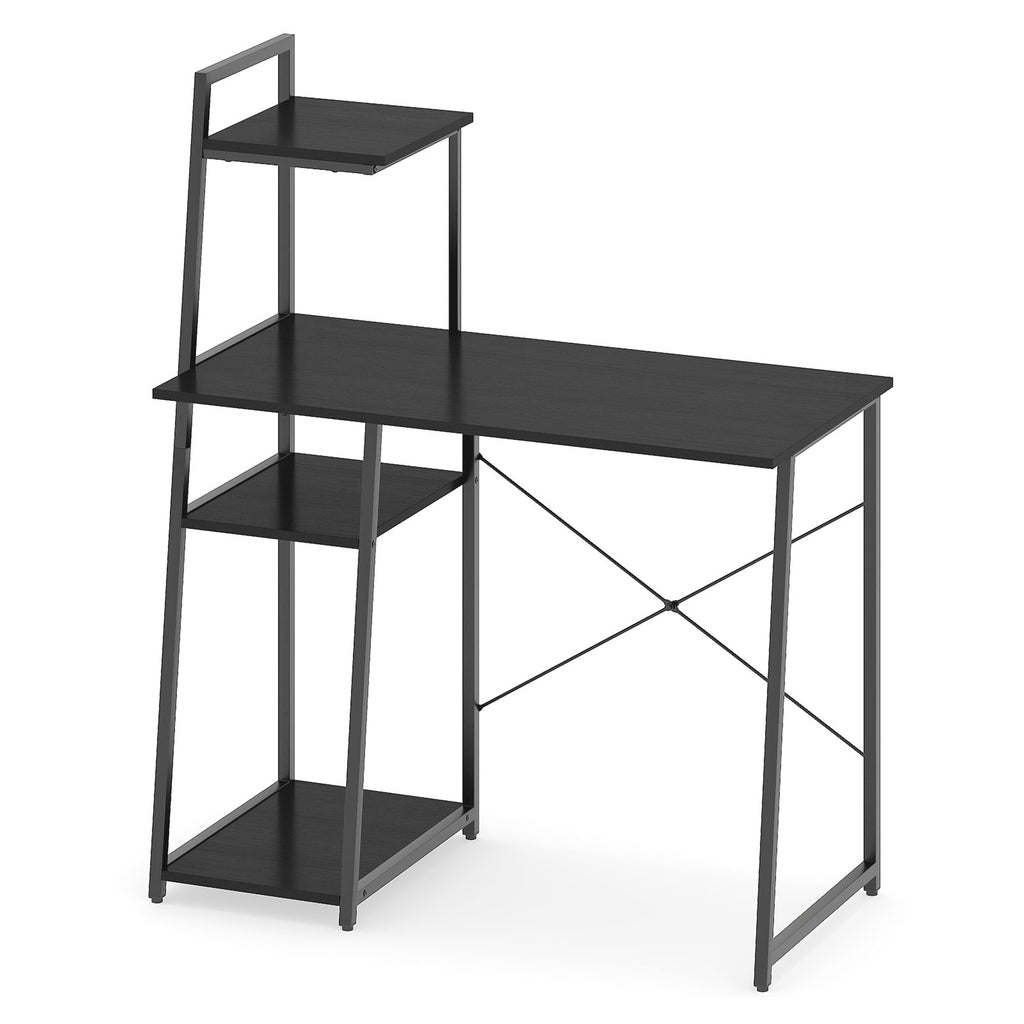 Computer Desk with 3-Tier Storage Shelves, Black