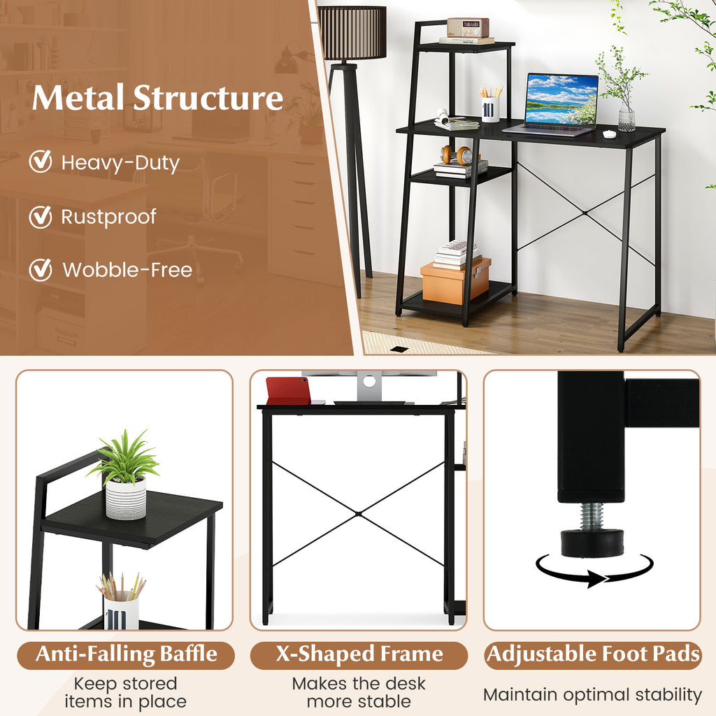 Computer Desk with Shelves and 3-Tier Storage Bookshelf