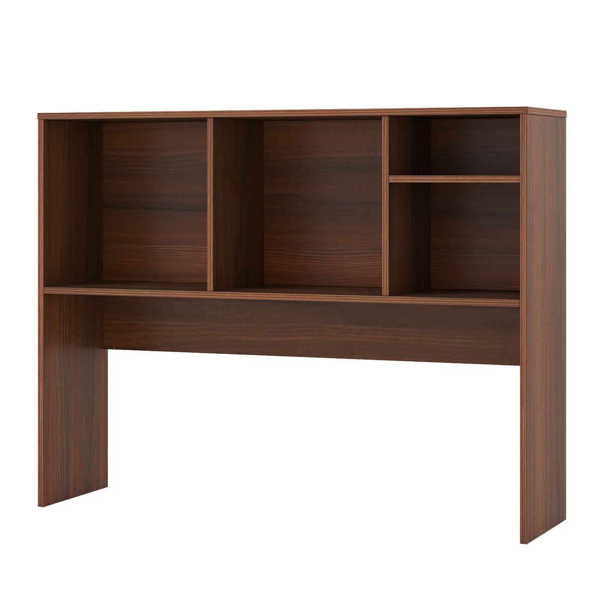 Desktop Bookcase with 4 Cubbies & Open Compartment – Walnut