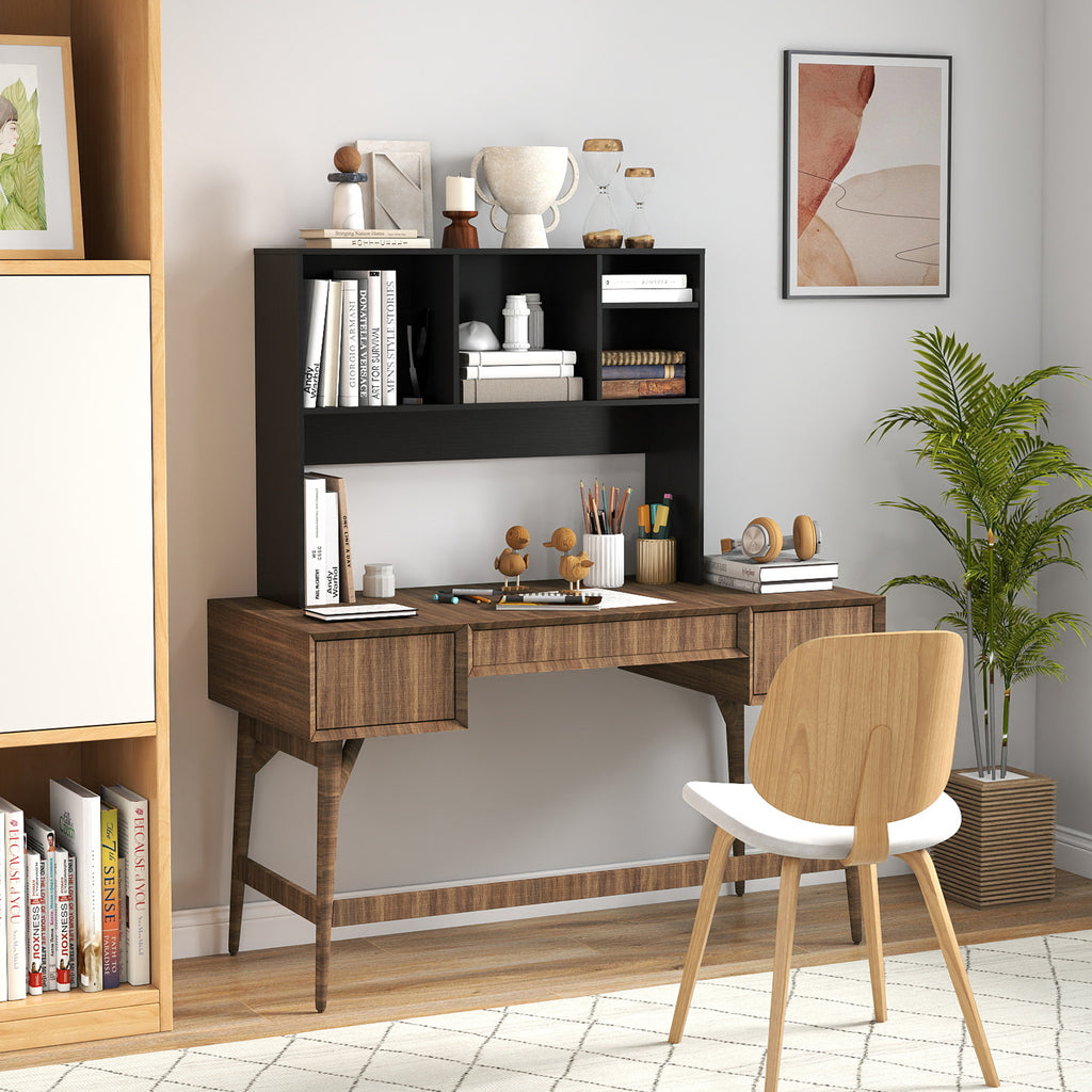 Computer Desktop Bookcase with 4 Cubbies, Black