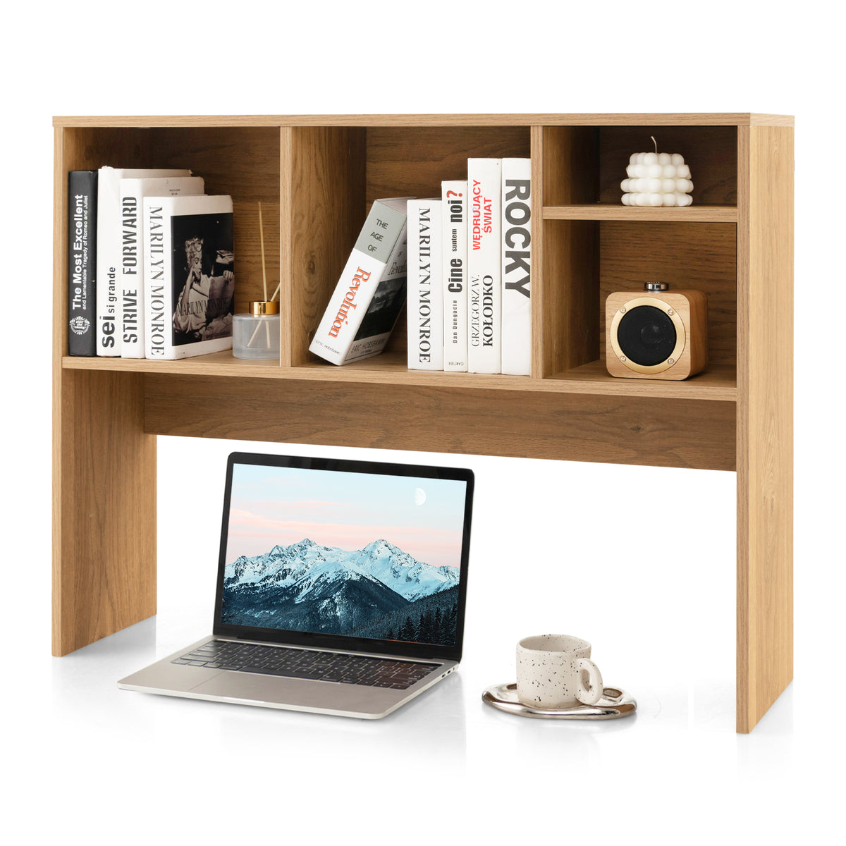 3-Tier Multipurpose Desk Bookshelf with 4 Shelves