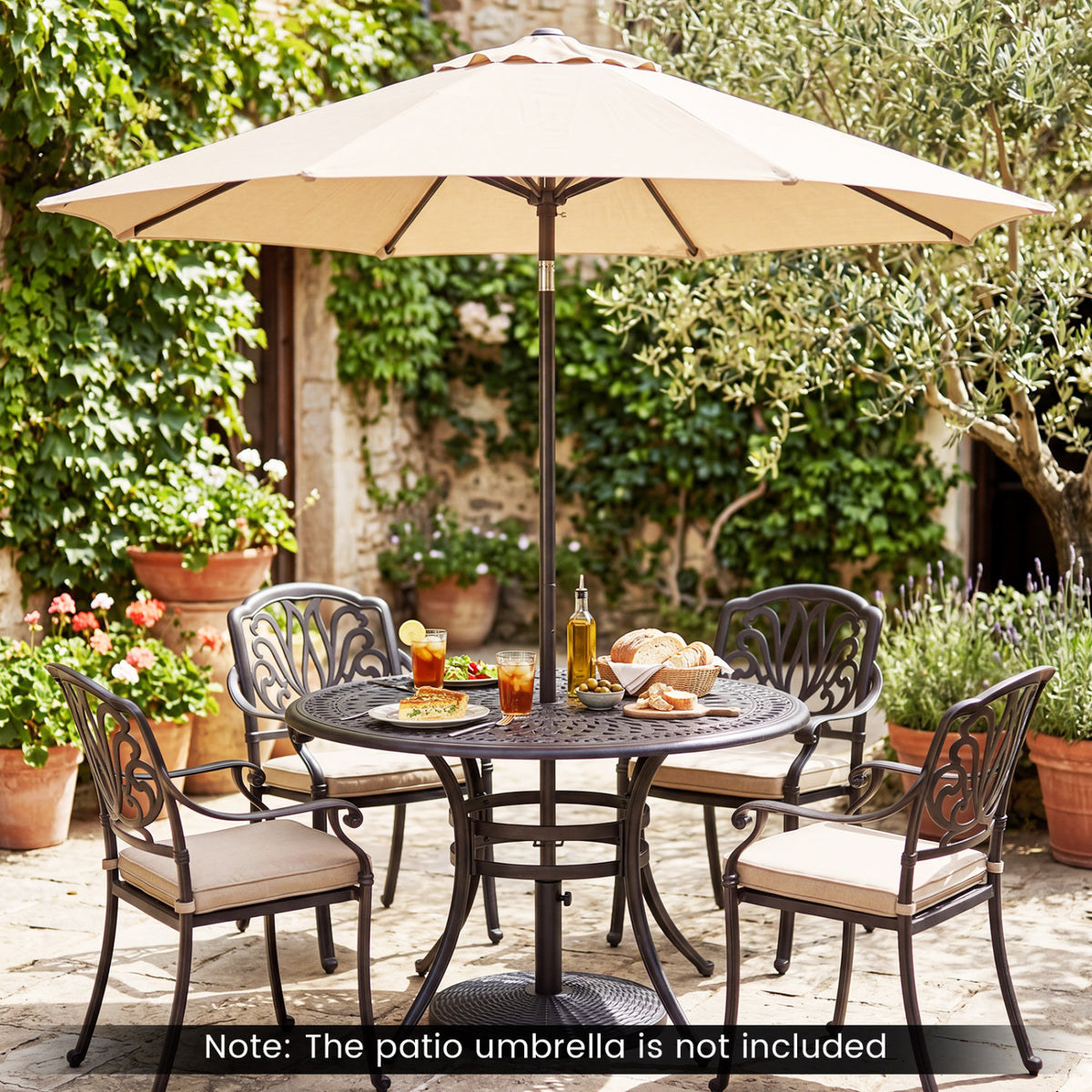Concrete Patio Umbrella Base with Rattan Pattern for Lawn