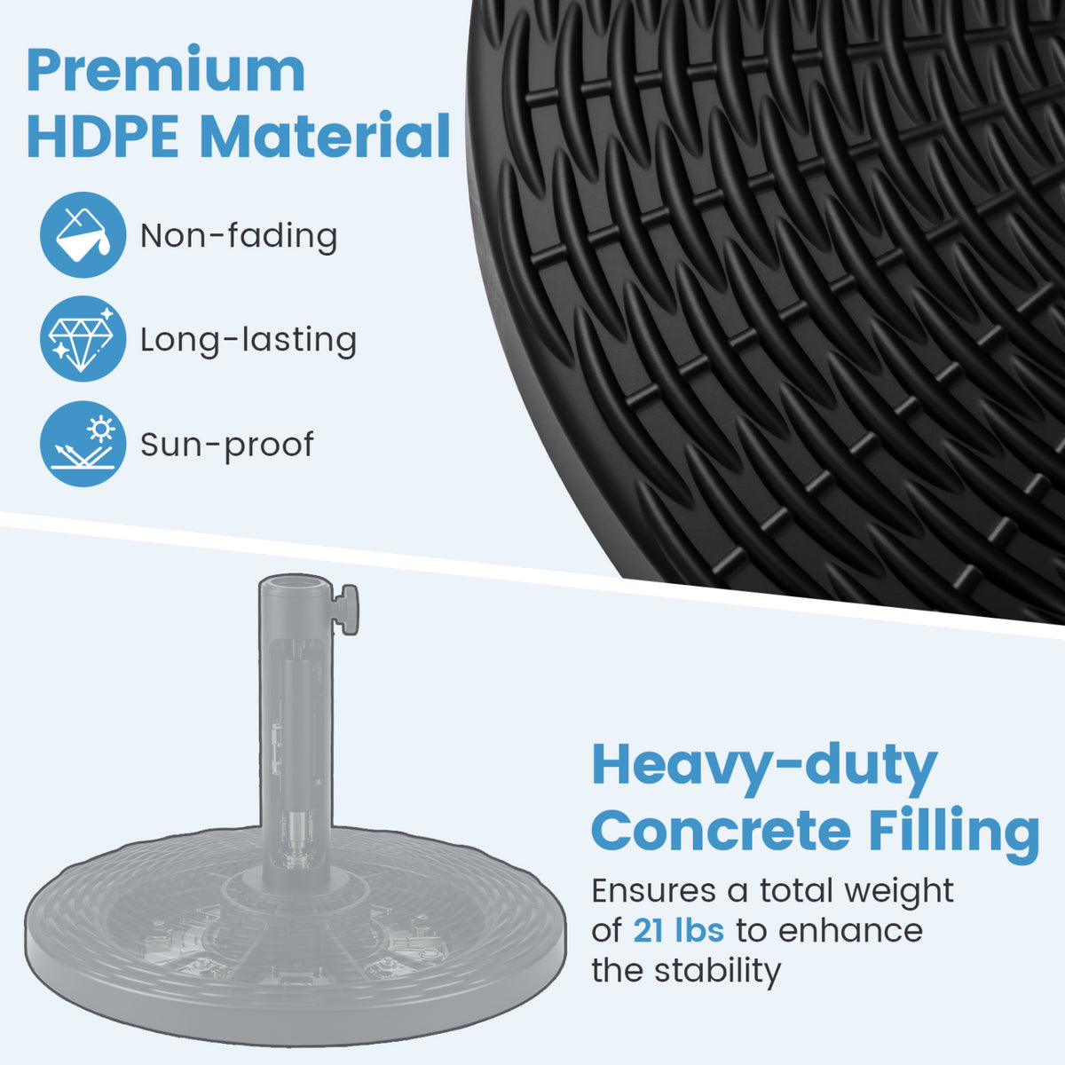 Concrete Patio Umbrella Base with Rattan Pattern for Lawn