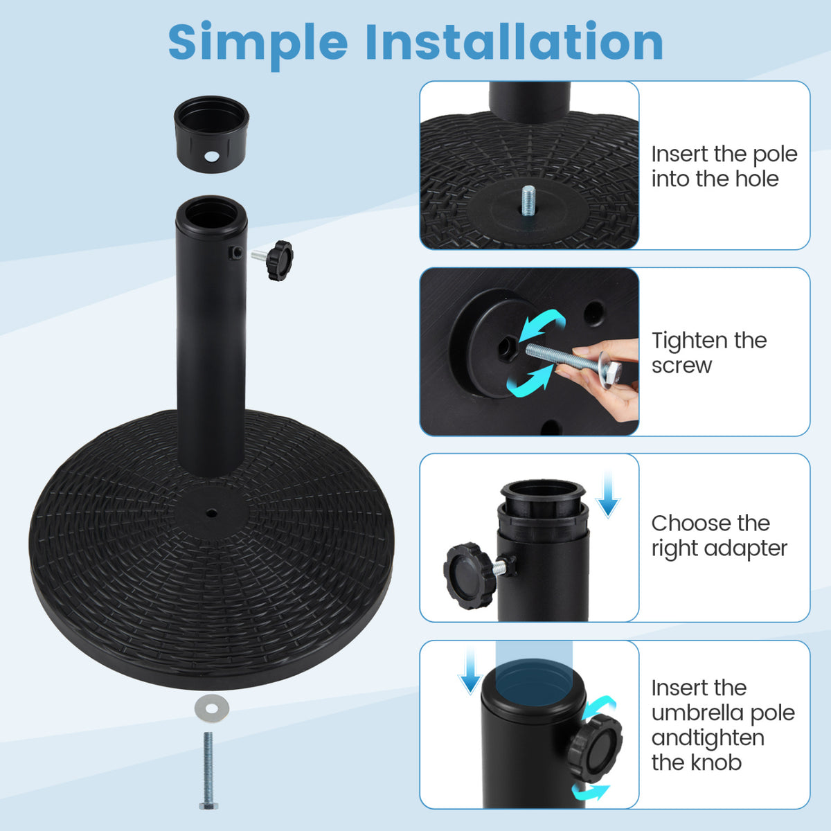 Concrete Patio Umbrella Base with Rattan Pattern for Lawn