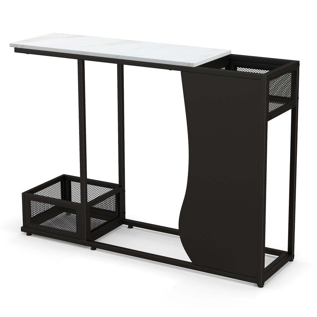 43.5 Inch Console Table with Plant Position and Faux Marble Top