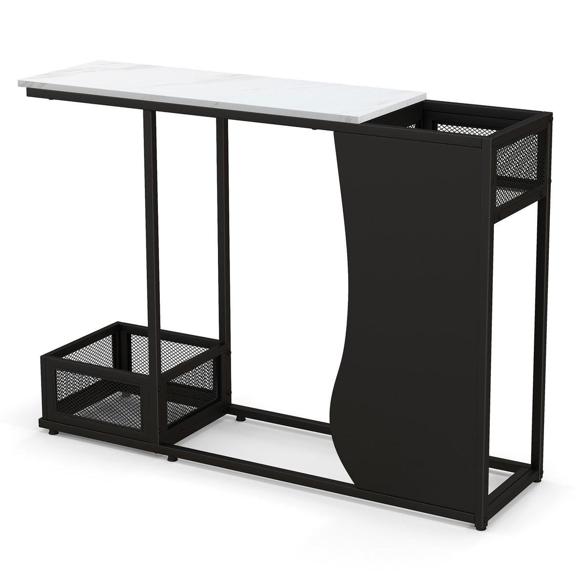 43.5 Inch Console Table with Plant Position and Faux Marble Top