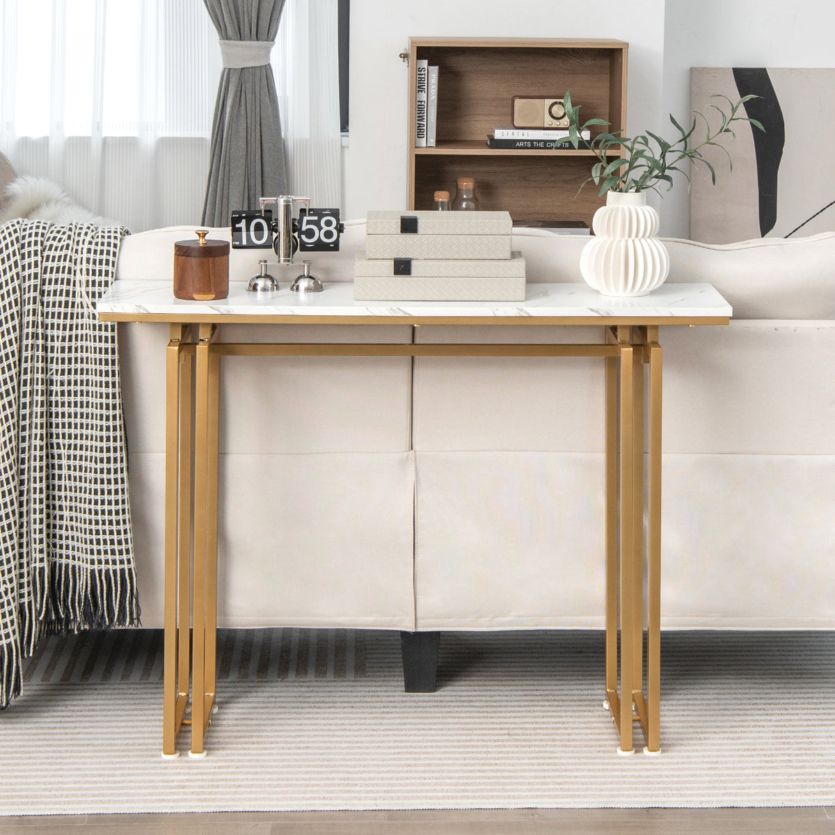43.5" Console Table with Metal Frame - Golden Simple Style