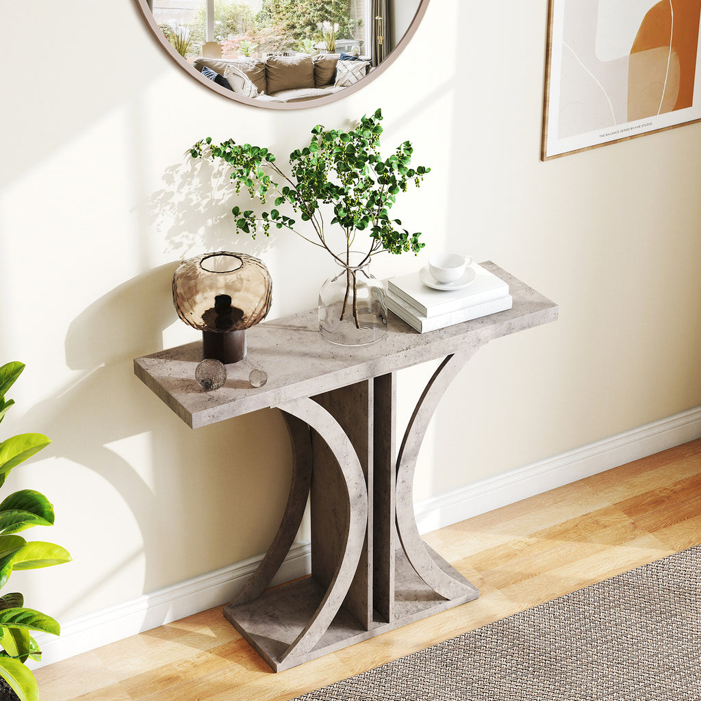 Console Table 39.5 Inch Rectangular Entryway, Gray