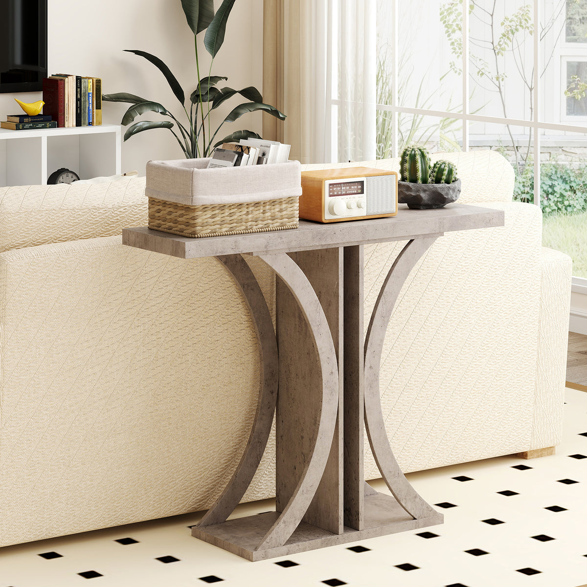Console Table 39.5 Inch Rectangular Entryway, Gray