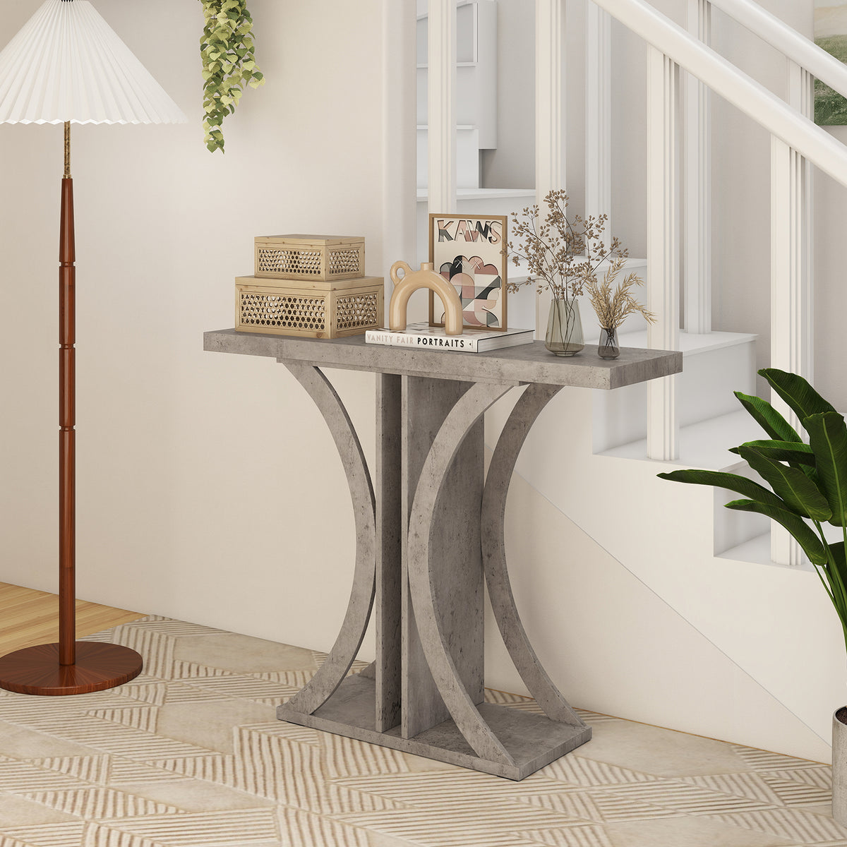 Console Table 39.5 Inch Rectangular Entryway, Gray