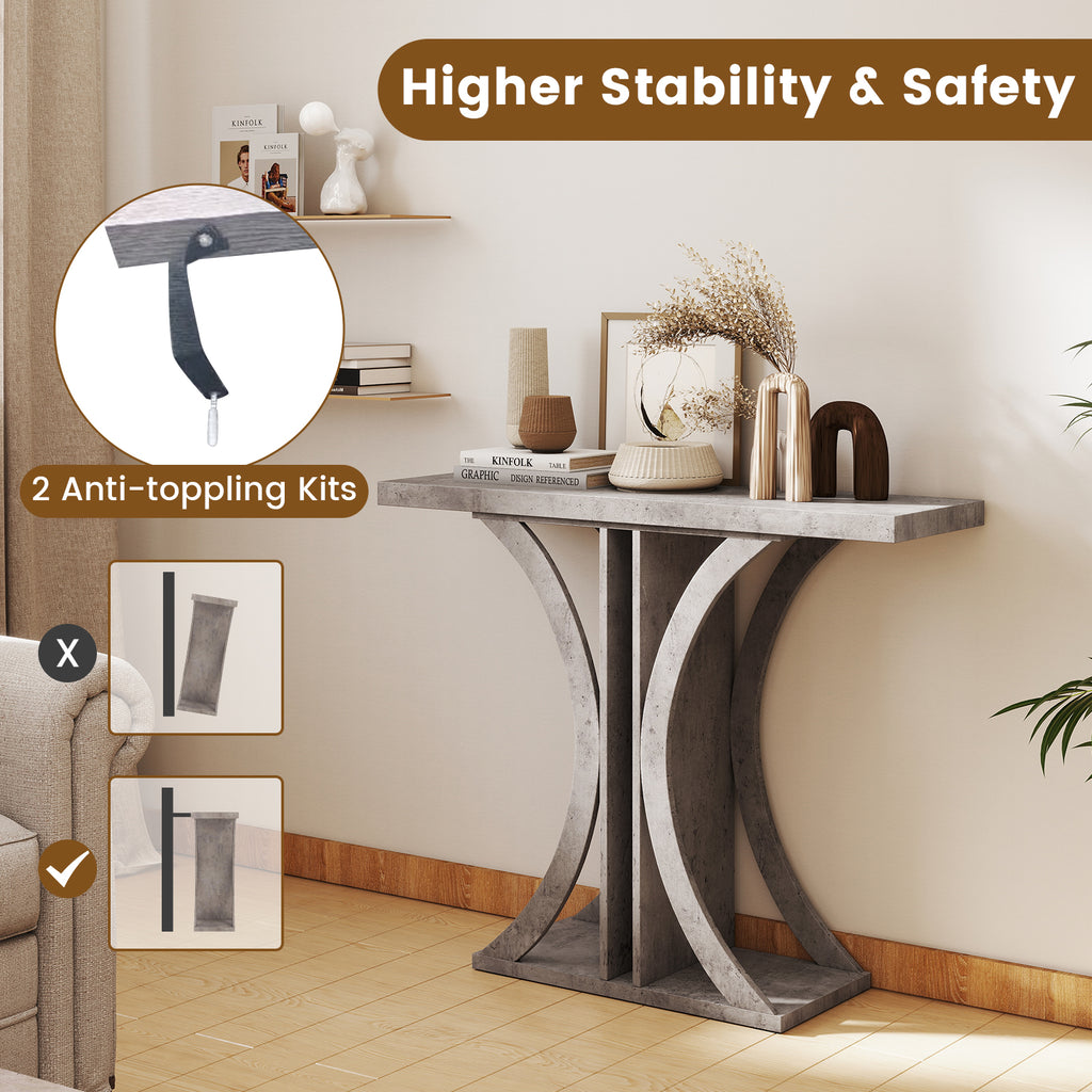 Console Table 39.5 Inch Rectangular Entryway, Gray