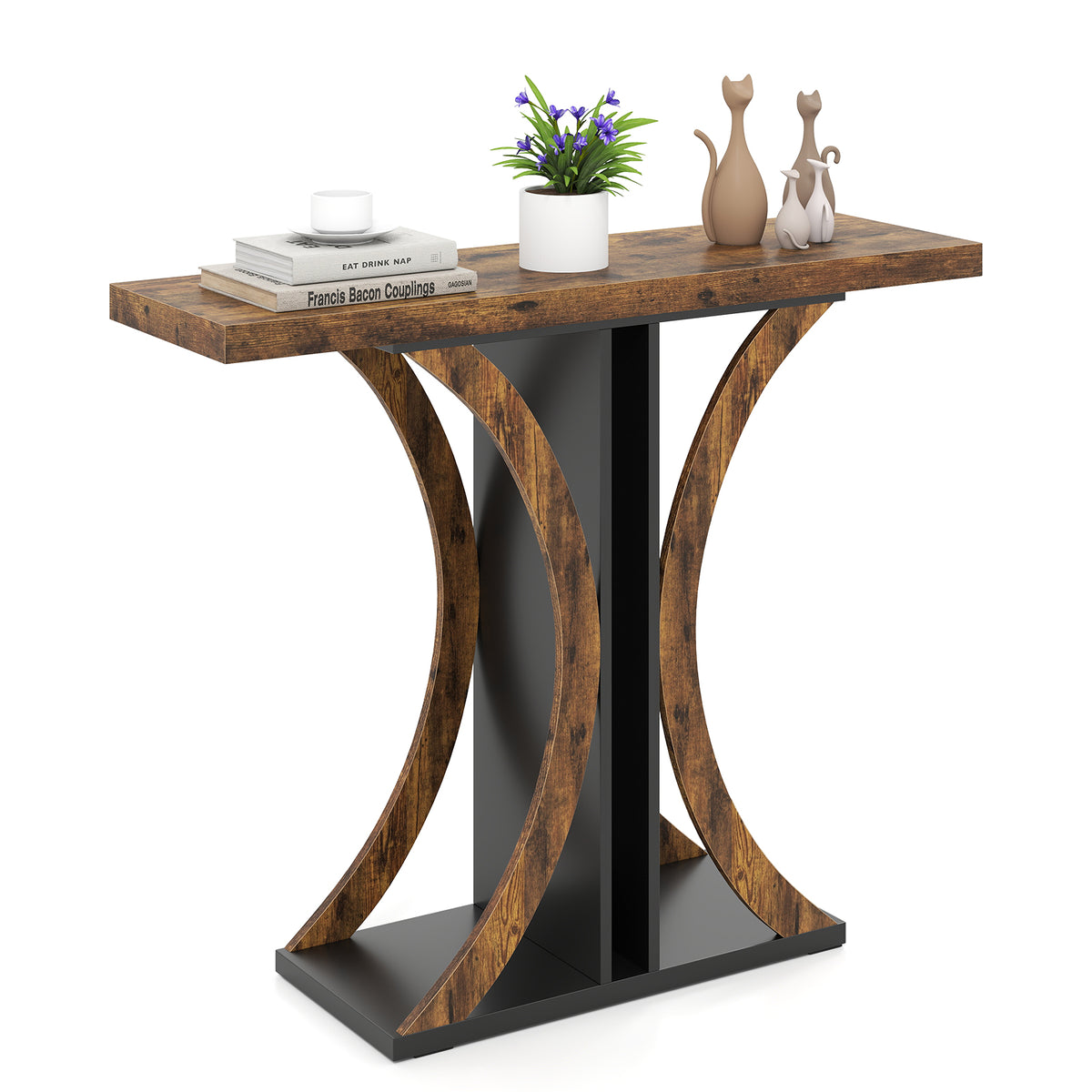 Console Table 39.5 Inch Rectangular Entryway, Rustic Brown
