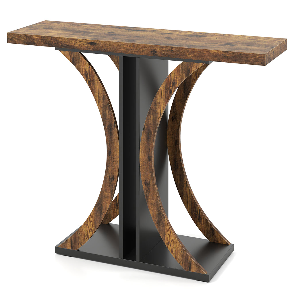 Console Table 39.5 Inch Rectangular Entryway, Rustic Brown