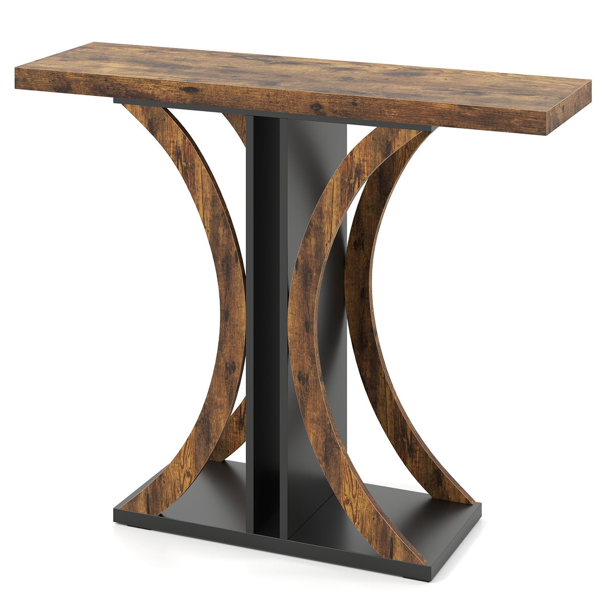 Console Table 39.5 Inch Rectangular Entryway, Rustic Brown