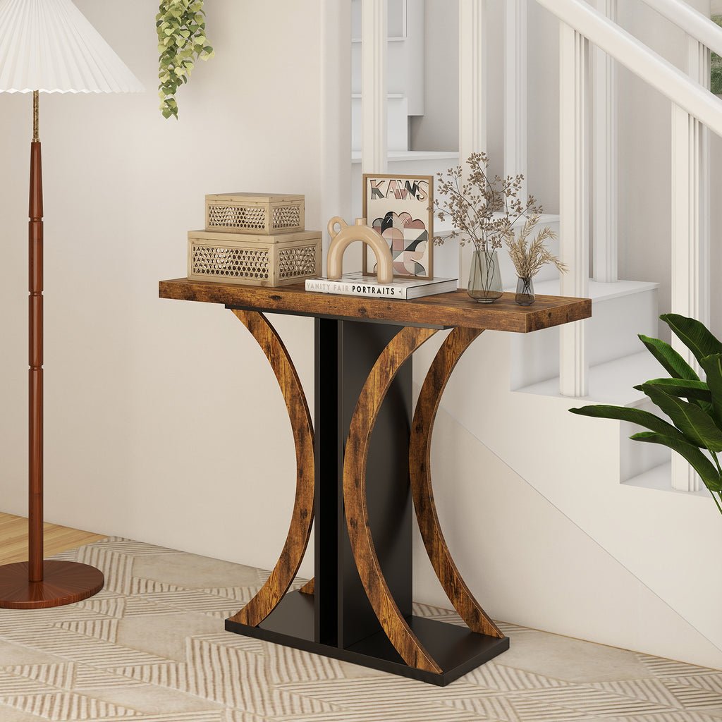 Console Table 39.5 Inch Rectangular Entryway with Geometric Frame