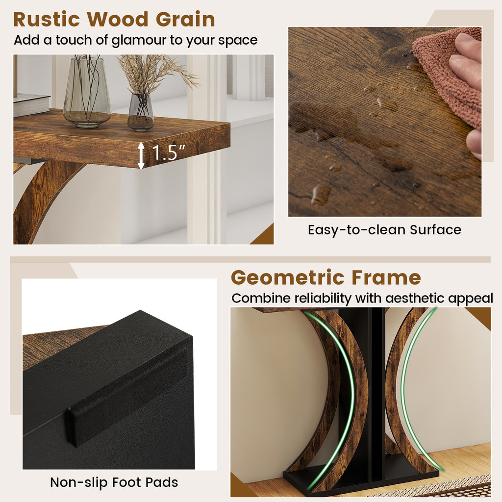 Console Table 39.5 Inch Rectangular Entryway, Rustic Brown