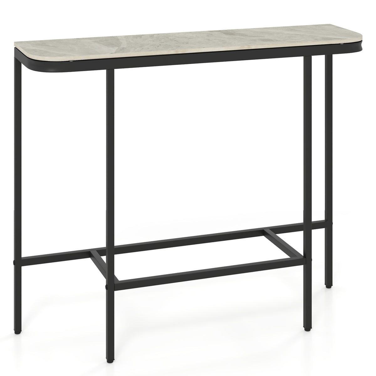 44-Inch Console Table with Faux Marble Tabletop, Gray