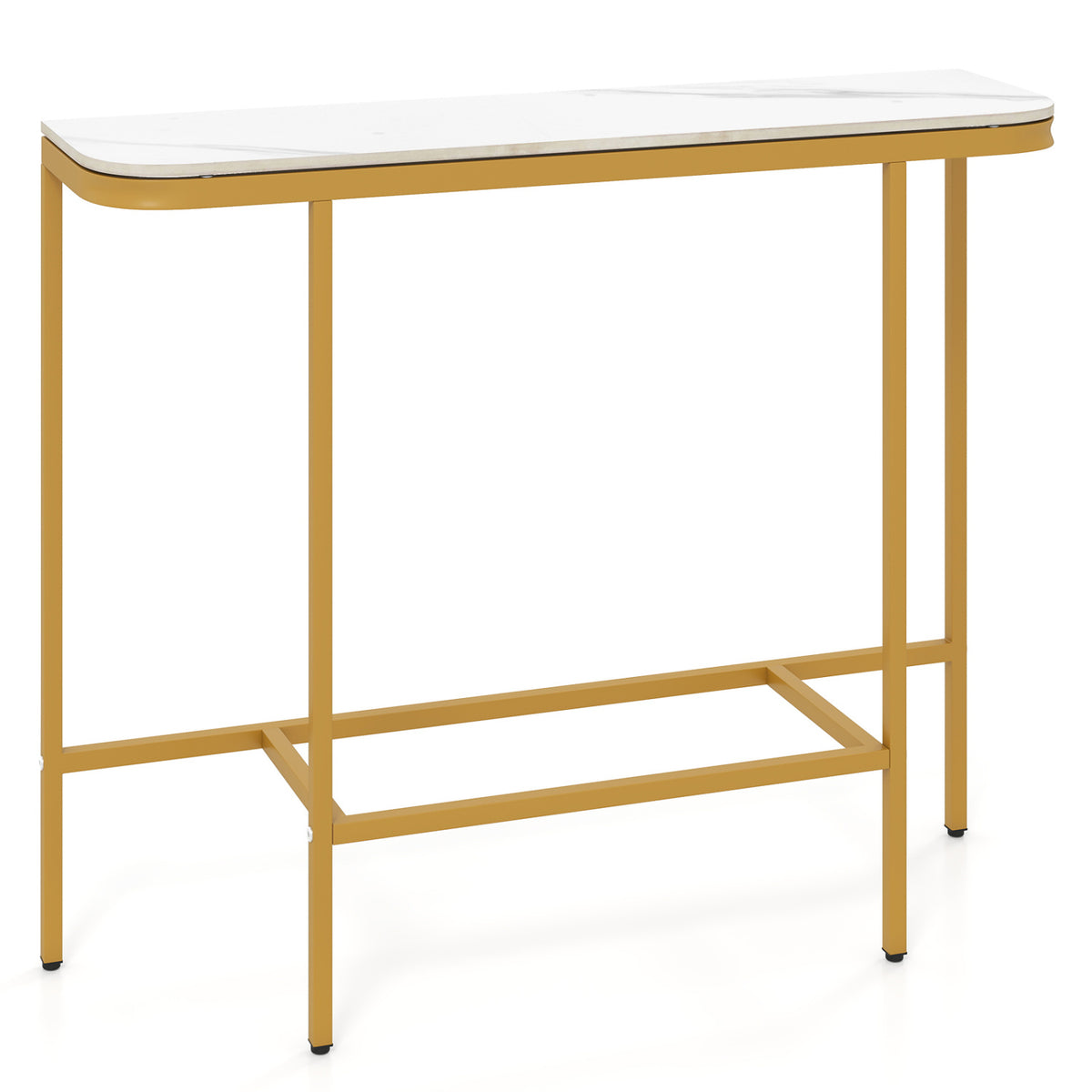44-Inch Console Table with Faux Marble Tabletop, Gray