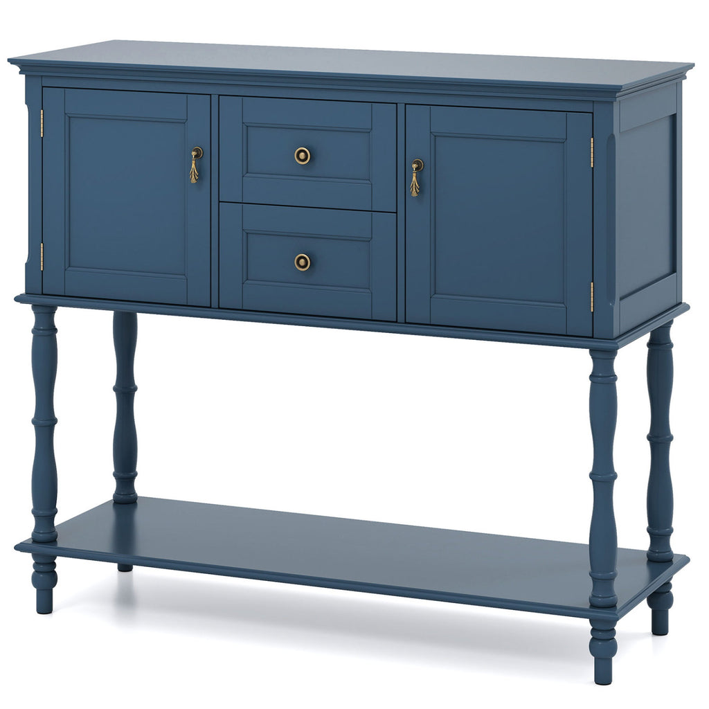 Console Table with 2 Drawers and Door Cabinets Bottom Storage Shelf