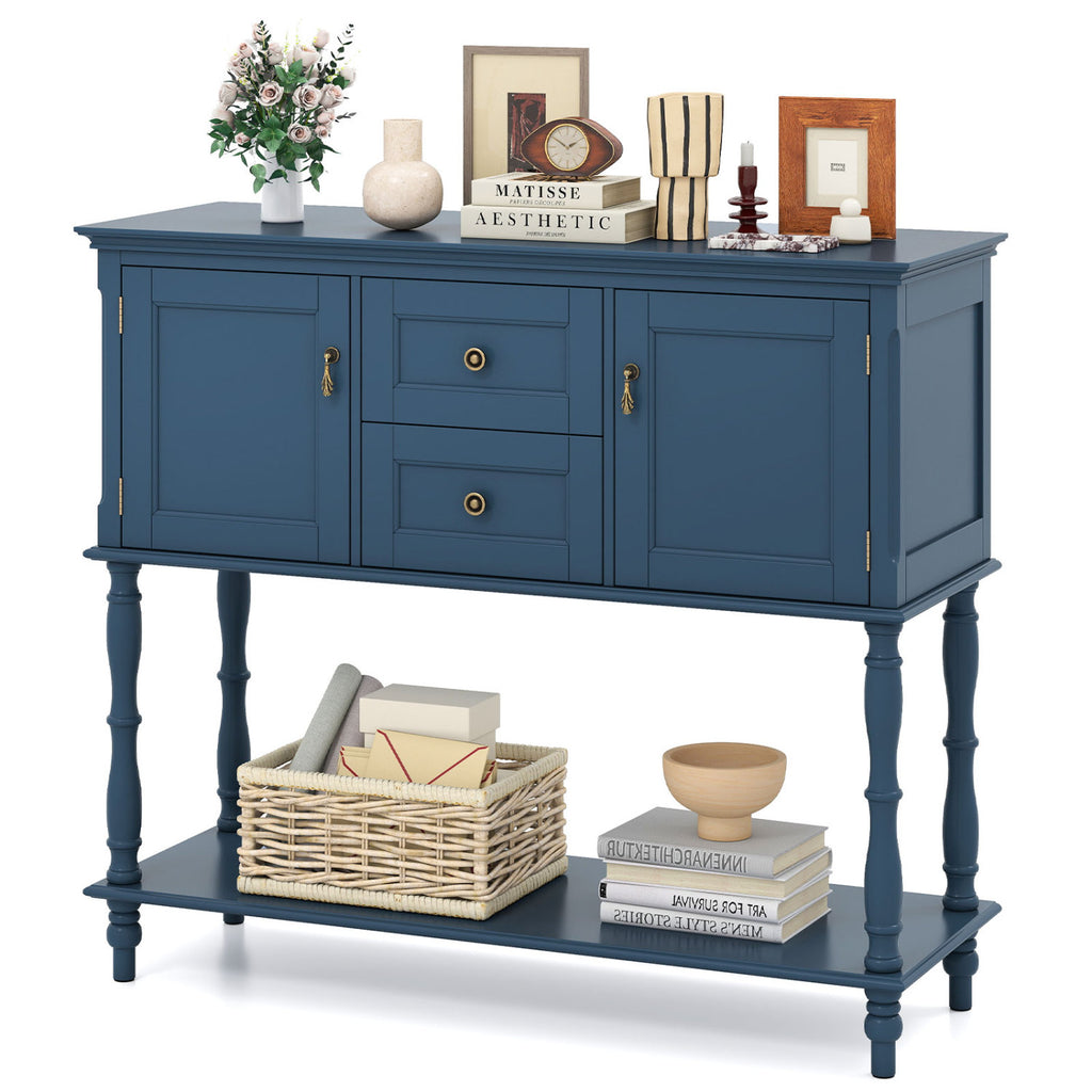Console Table with 2 Drawers and Door Cabinets Bottom Storage Shelf