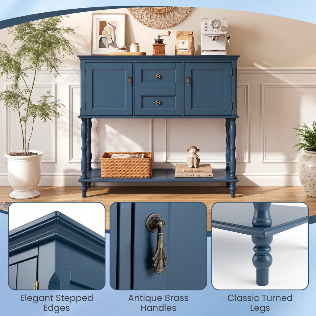 Console Table with 2 Drawers and Door Cabinets Bottom Storage Shelf