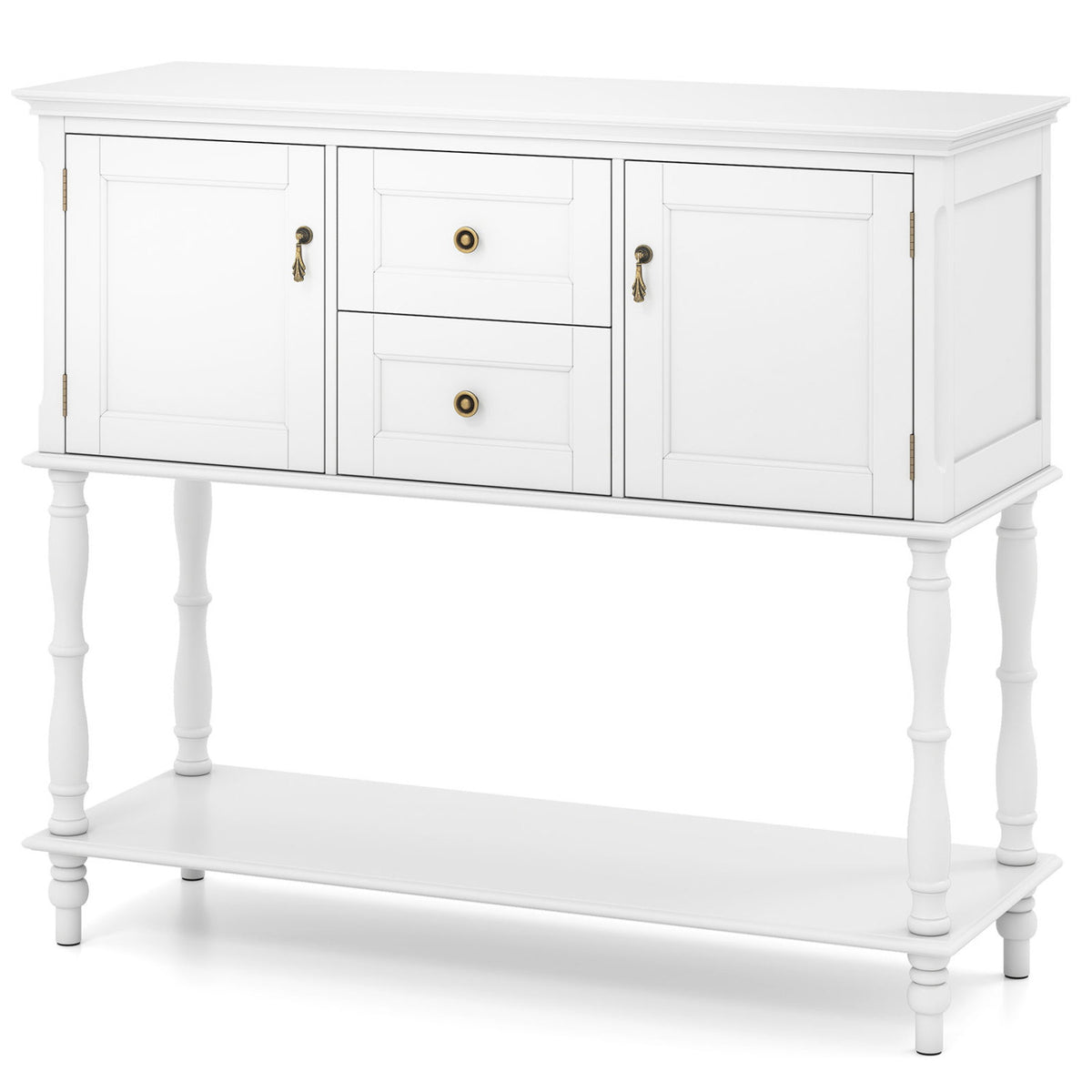Console Table with 2 Drawers and Door Cabinets Bottom Storage Shelf