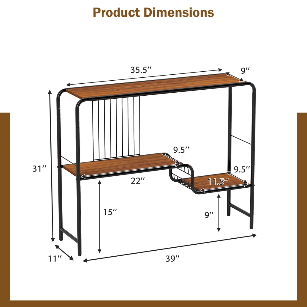 Console Table with Storage Shelf and Metal Frame