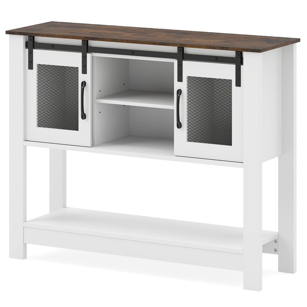 Console Table with Sliding Barn Doors, Rustic Brown