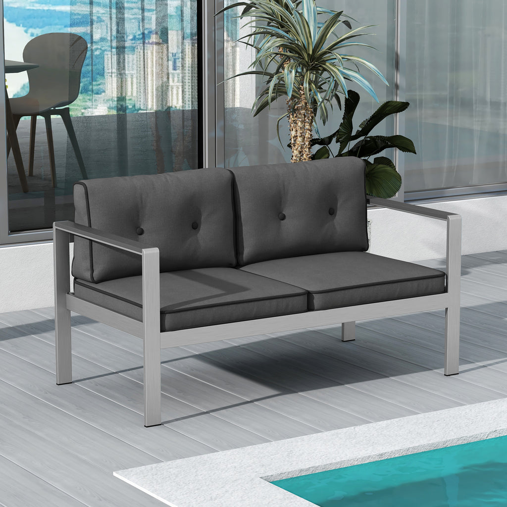 2-Person Contemporary Sofa Chair with WPC Armrests for Balcony