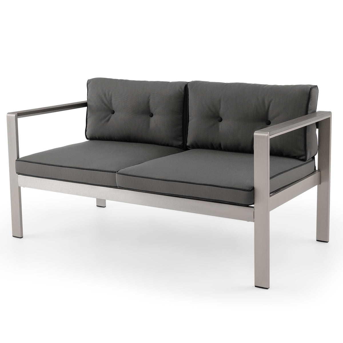 2-Person Contemporary Sofa Chair with WPC Armrests for Balcony