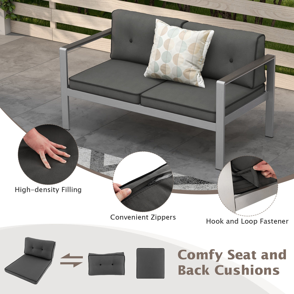 2-Person Contemporary Sofa Chair with WPC Armrests for Balcony