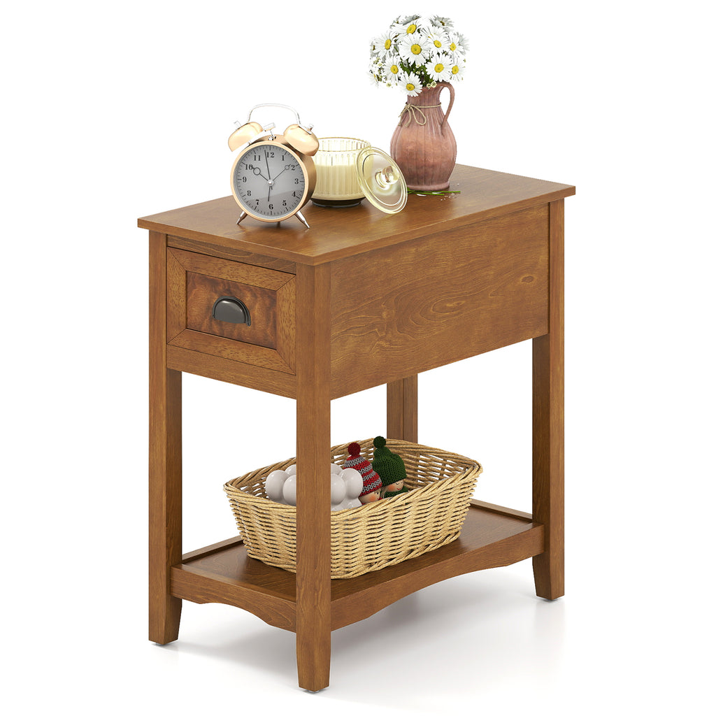 Contemporary End Table with Drawer and Shelf - Yellow