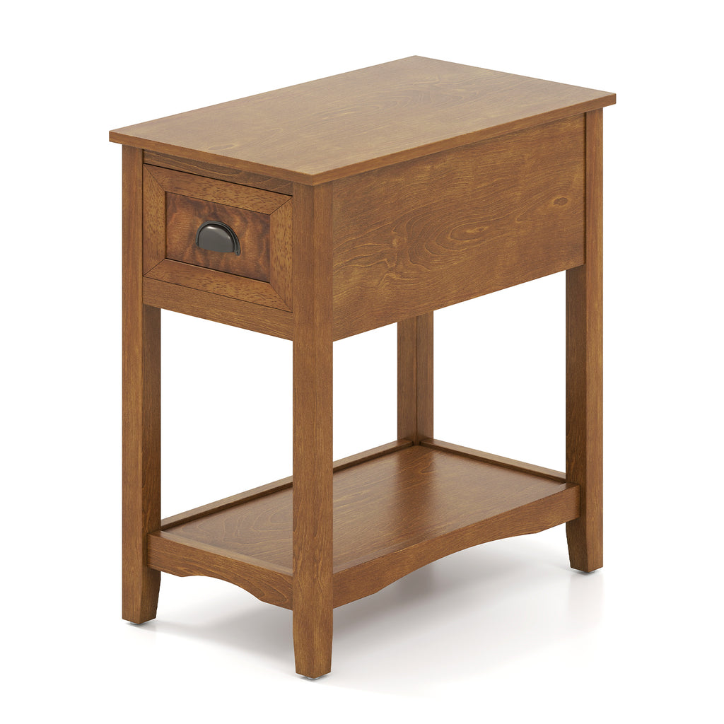 Contemporary End Table with Drawer and Shelf - Yellow