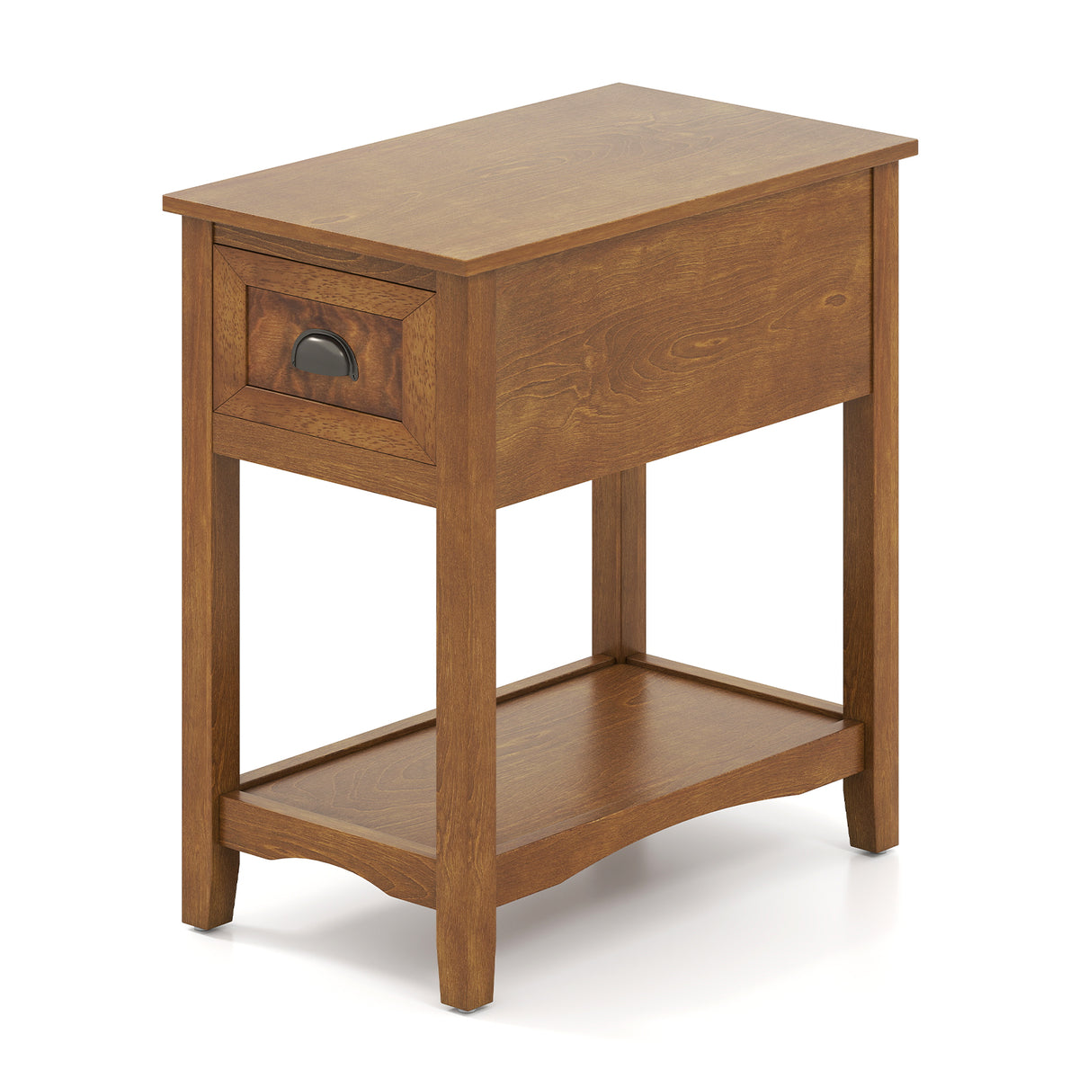 Contemporary End Table with Drawer and Shelf - Yellow