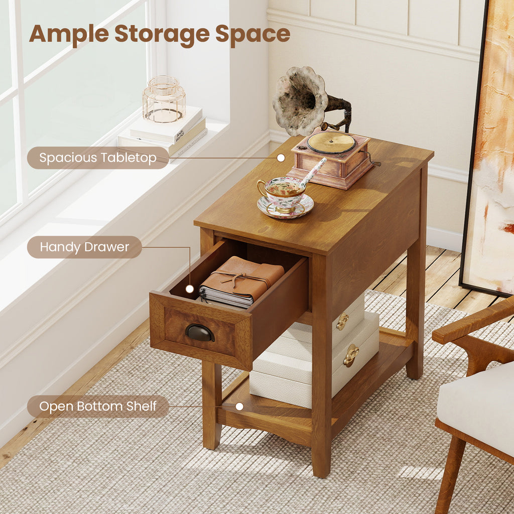 Contemporary End Table with Drawer and Shelf - Yellow