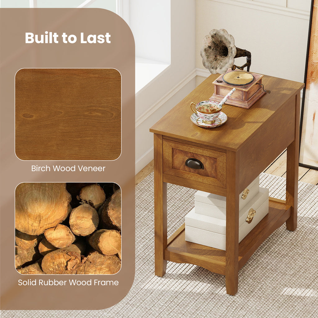 Contemporary End Table with Drawer and Shelf - Yellow