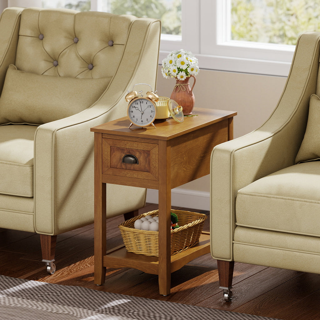 Contemporary End Table with Drawer and Shelf - Yellow