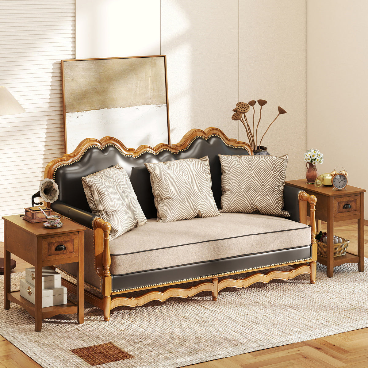 Contemporary End Table with Drawer and Shelf - Yellow