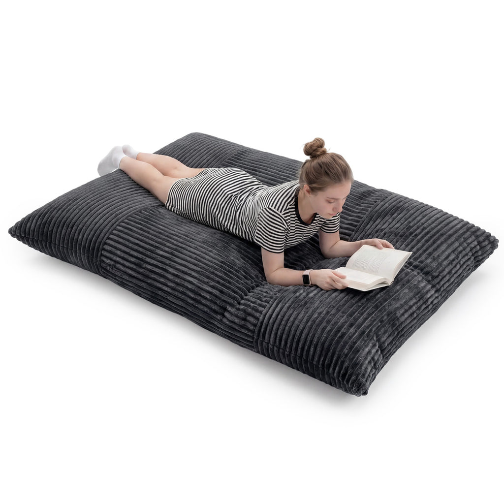 Convertible Bean Bag Floor Sofa, 76.5", Dark Gray