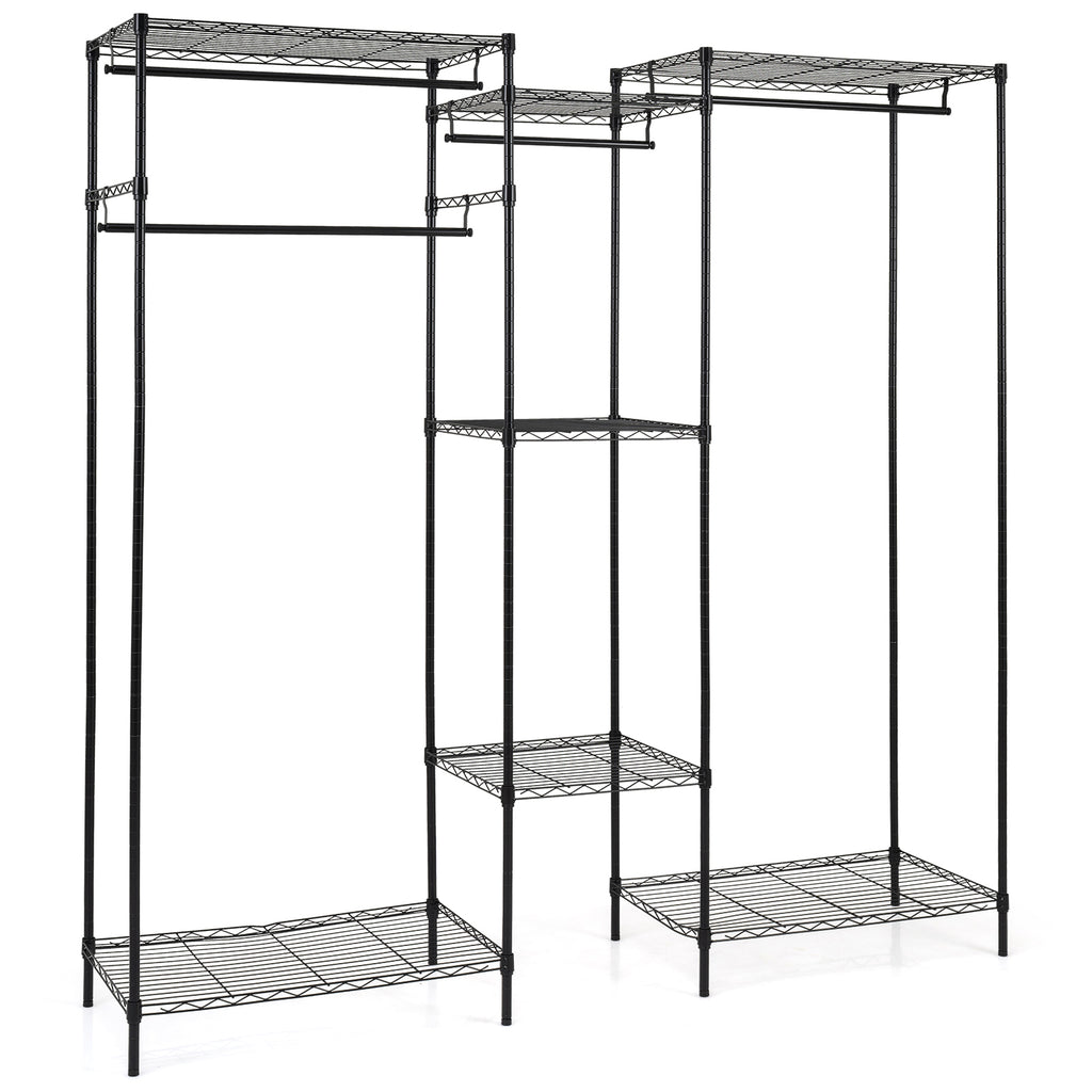 L-Shape Clothes Organizer with 7 Shelves - 6.17 Feet, Black