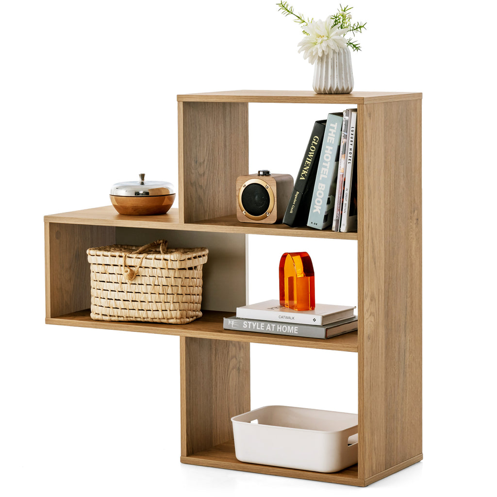 Convex Bookshelf 3-Shelf Open Bookcase Room Organizer with