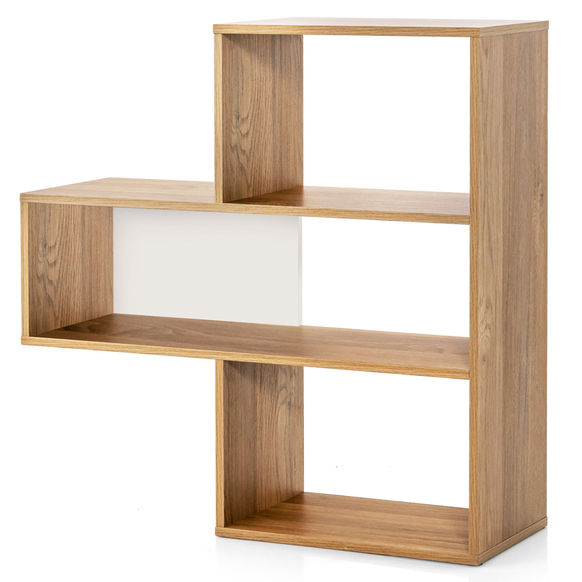 Convex Bookshelf 3-Shelf Open Bookcase Room Organizer with