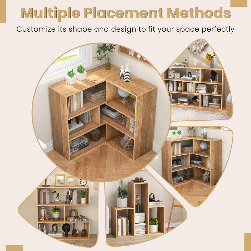 Convex Bookshelf 3-Shelf Open Bookcase Room Organizer with