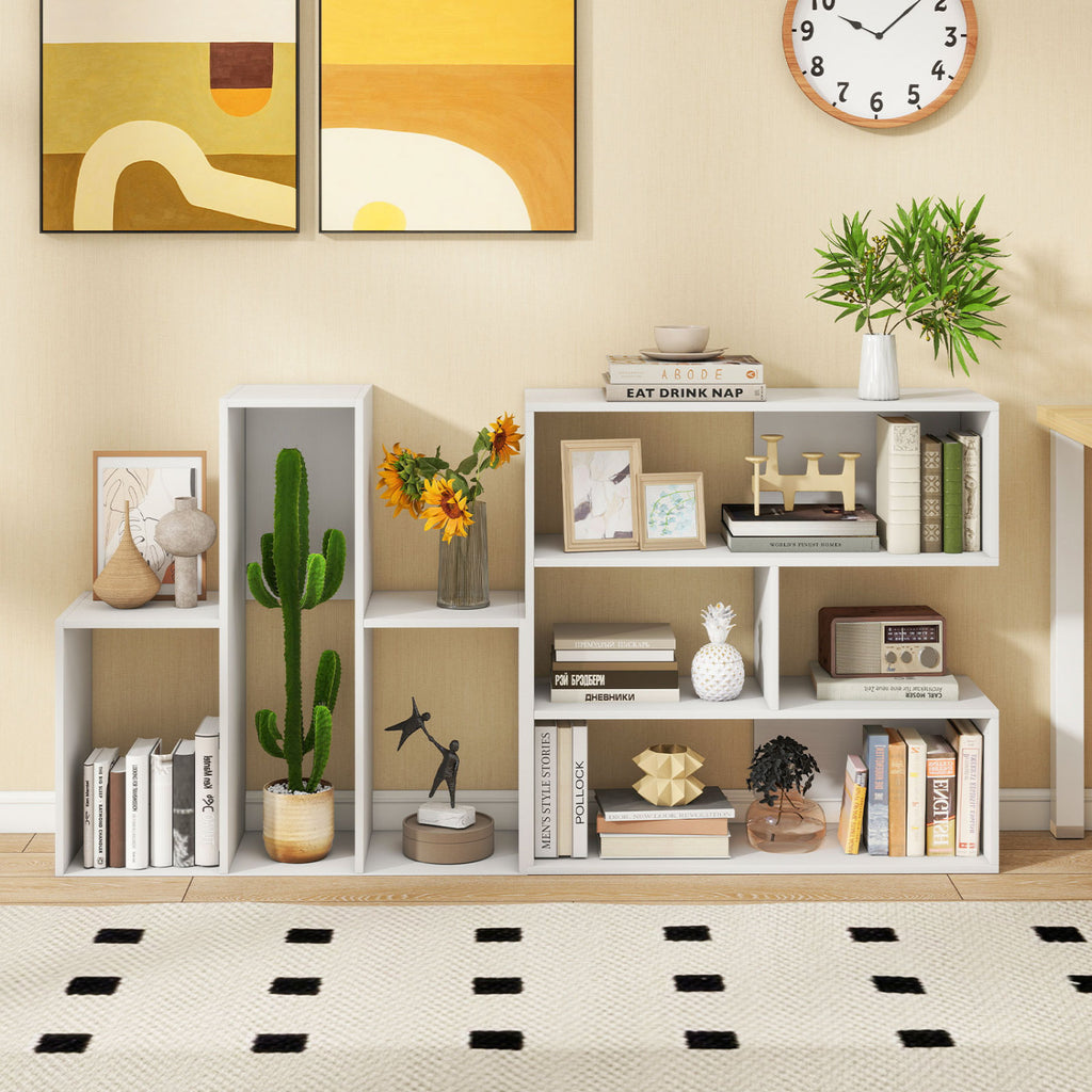Convex Bookshelf with 3 Open Shelves - White