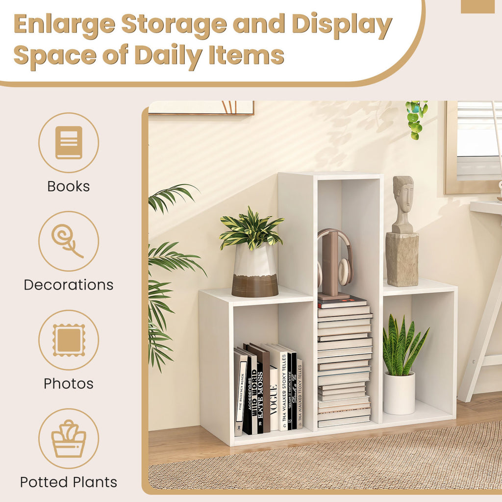 Convex Bookshelf with 3 Open Shelves - White
