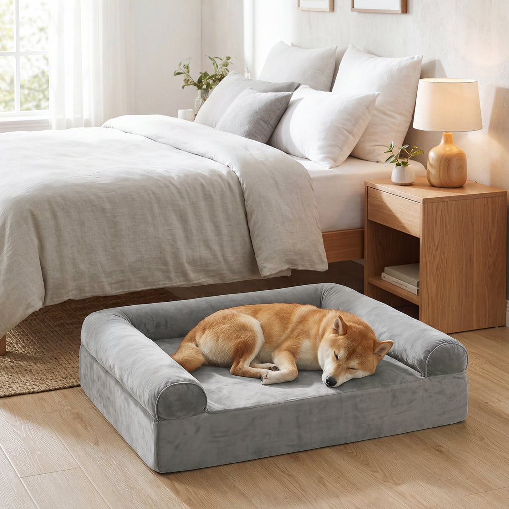 Cooling Gel Memory Foam Dog Bed with Washable Cover - 2 Colors, Medium Dogs