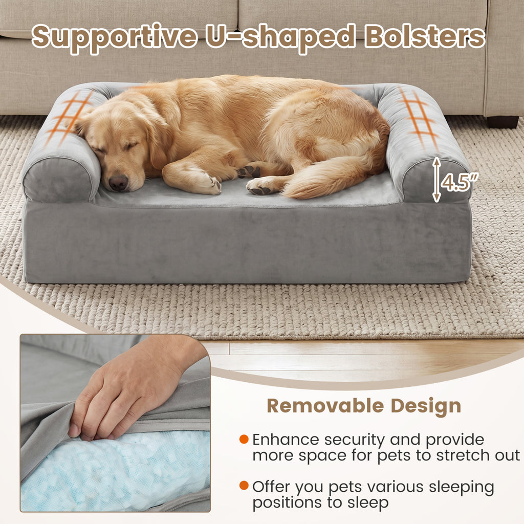 Cooling Gel Memory Foam Dog Bed with Washable Cover - 2 Colors, Medium Dogs